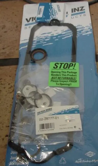 Car part packaging with seals and gaskets.