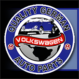 A logo of volkswagen quality german auto parts.